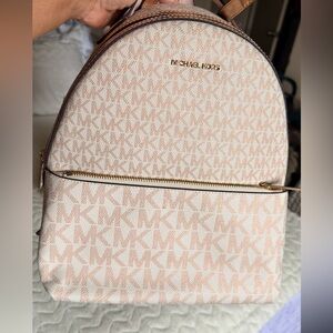 Michael Kors Beige and Brown Backpack